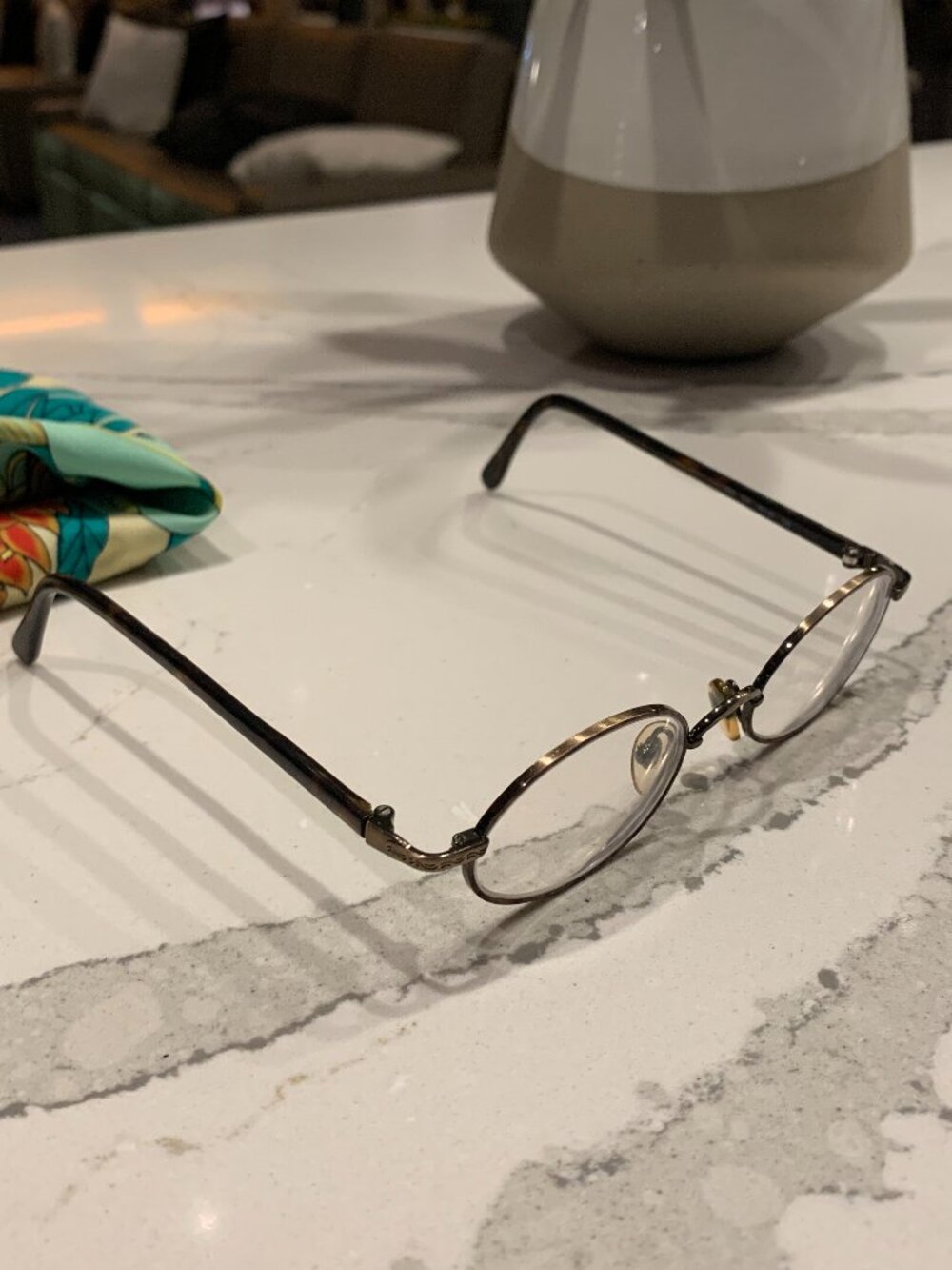 Vintage Giorgio Armani Tortoiseshell Patterned Brass Spectacle-style Eyeglasses